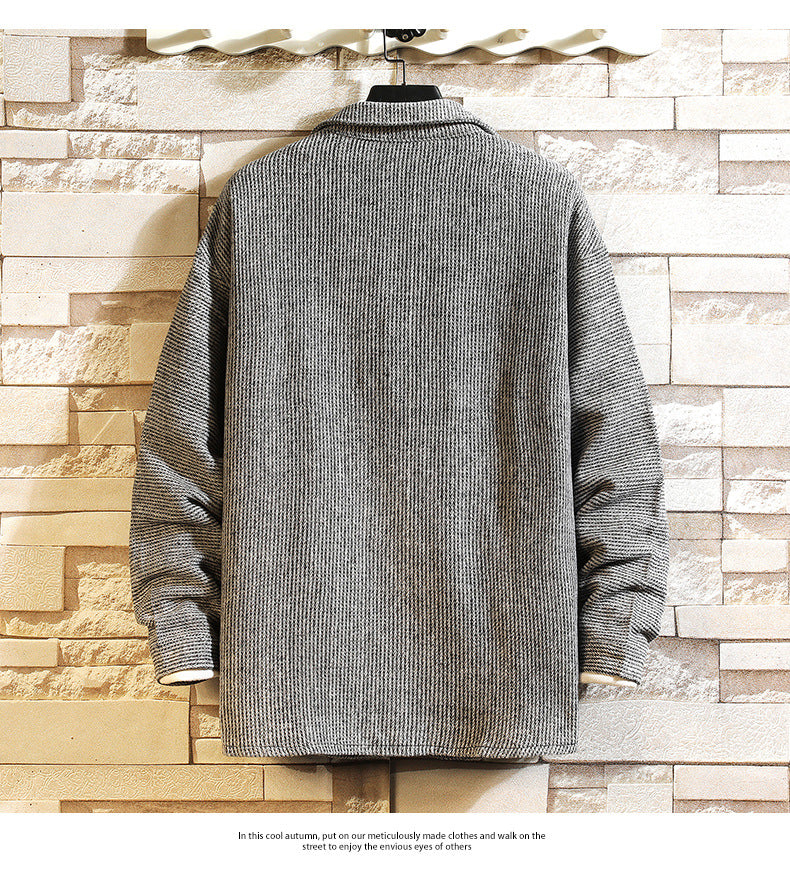 Loose Simple Casual Long-sleeved Shirt Hong Kong Style