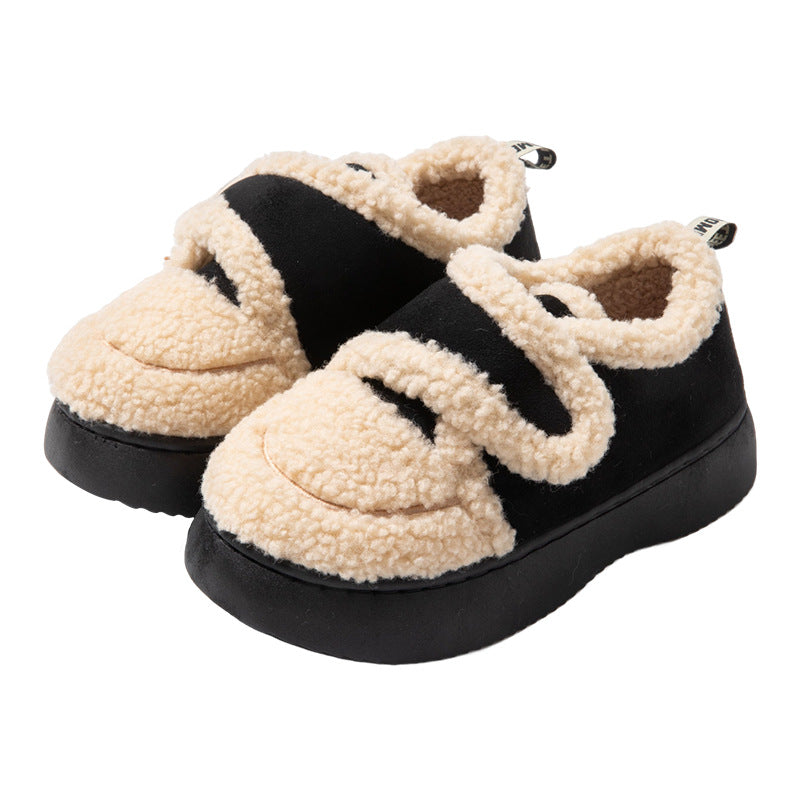 Retro Indoor And Outdoor Plus Velvet Warm Slugged Bottom Non Slip Cotton Slippers