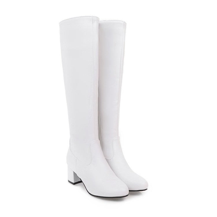 Autumn And Winter Foreign Trade Knight Boots Women's Middle Square Heel Long Tube Large And Small Size 31-45 Female Boots 826