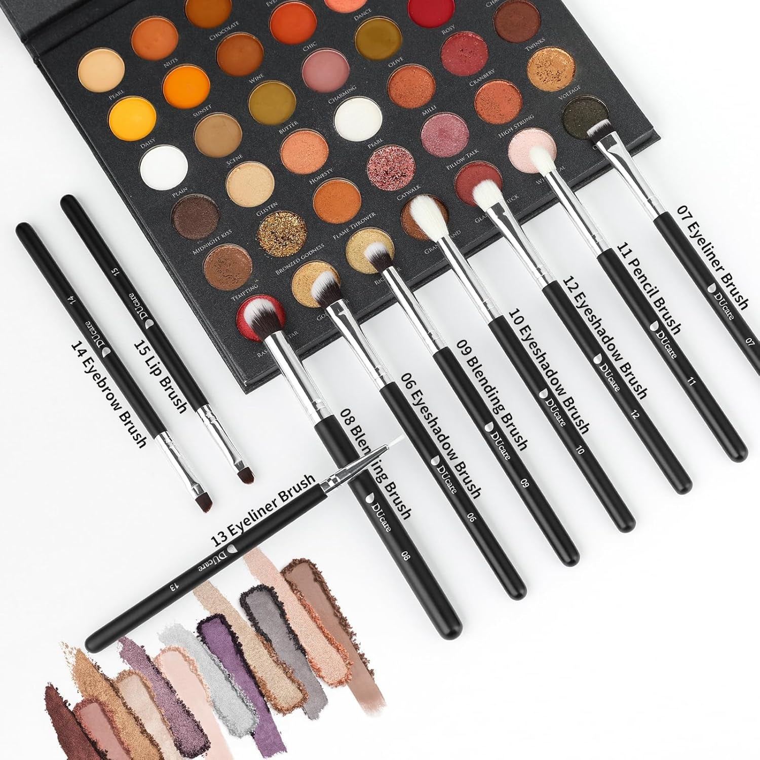 Ducare Set De Brochas De Maquillaje 15 Pcs Con Bolsa Profesional Brochas De Maquillaje Synthetic,Mango De Madera,Brocha Para Contorno De Ojos Y Rubor,Regalo Para San Valentín,Navidad Y Año Nuevo