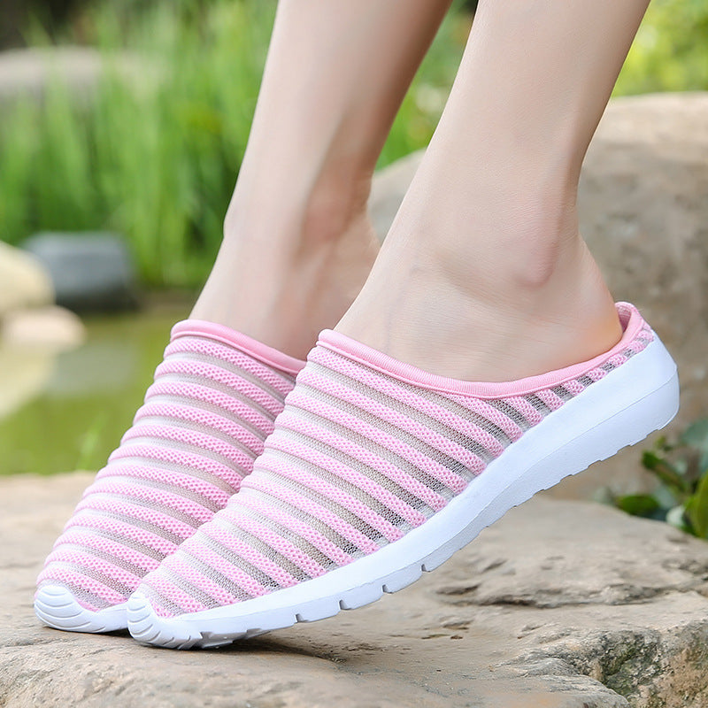 Half Drag Small White Mesh Breathable Casual Women's Shoes