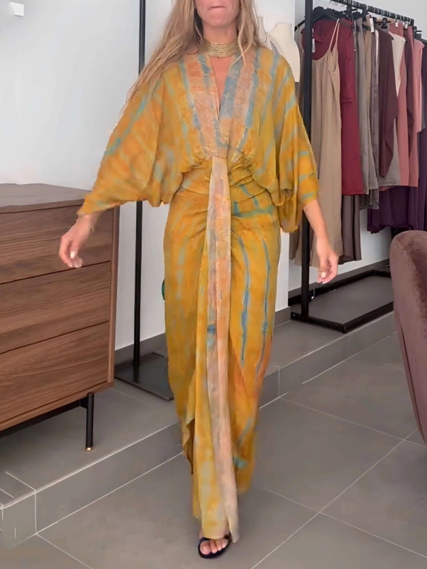 Bohemian Printed Dress For Spring And Autumn
