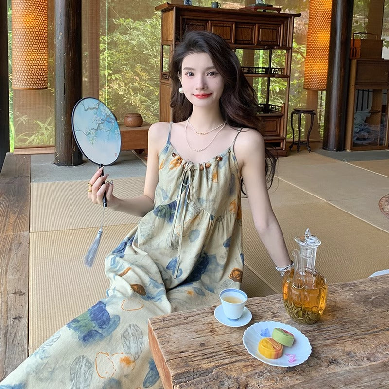 Travel Outfit Tie-dye Ink-wash Painting Dress