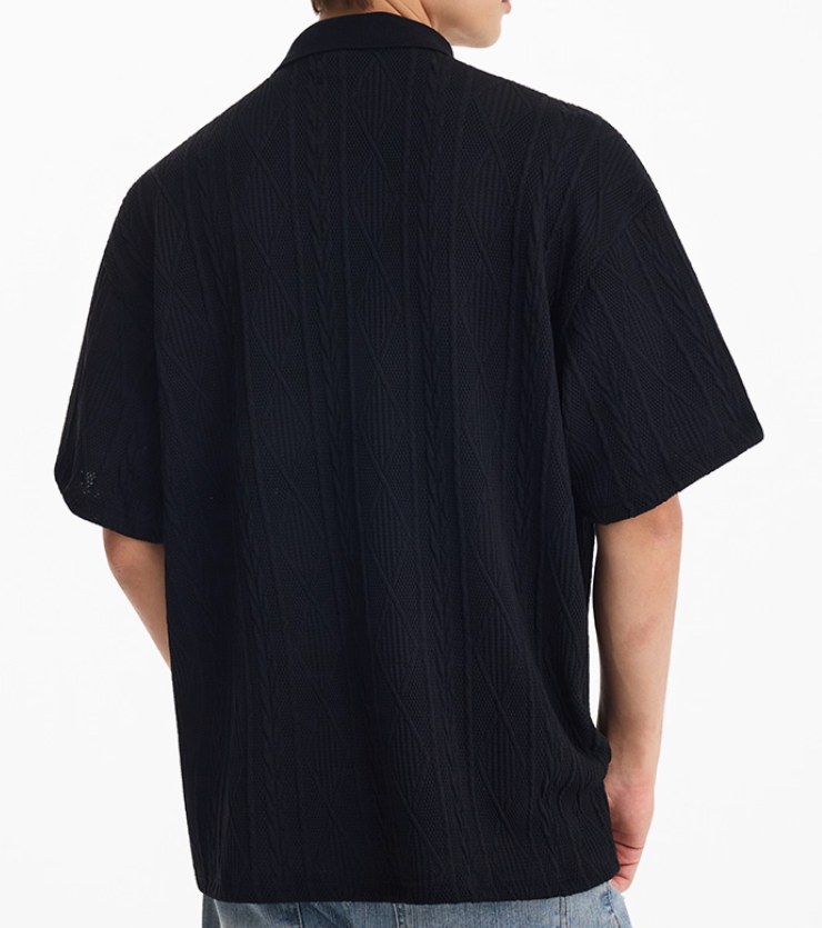 Men's Heavy Texture Knitted Polo Shirt