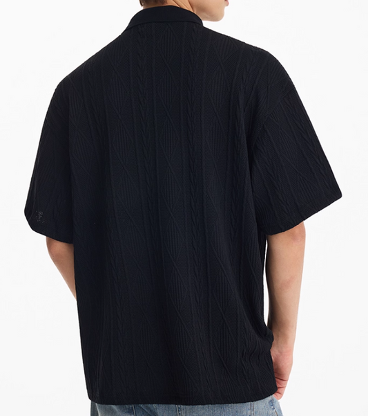 Men's Heavy Texture Knitted Polo Shirt