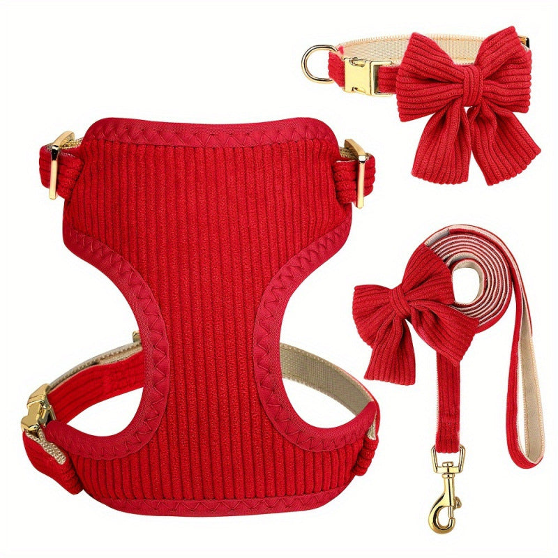 Creative Solid Color Harness Bow Pet Vest