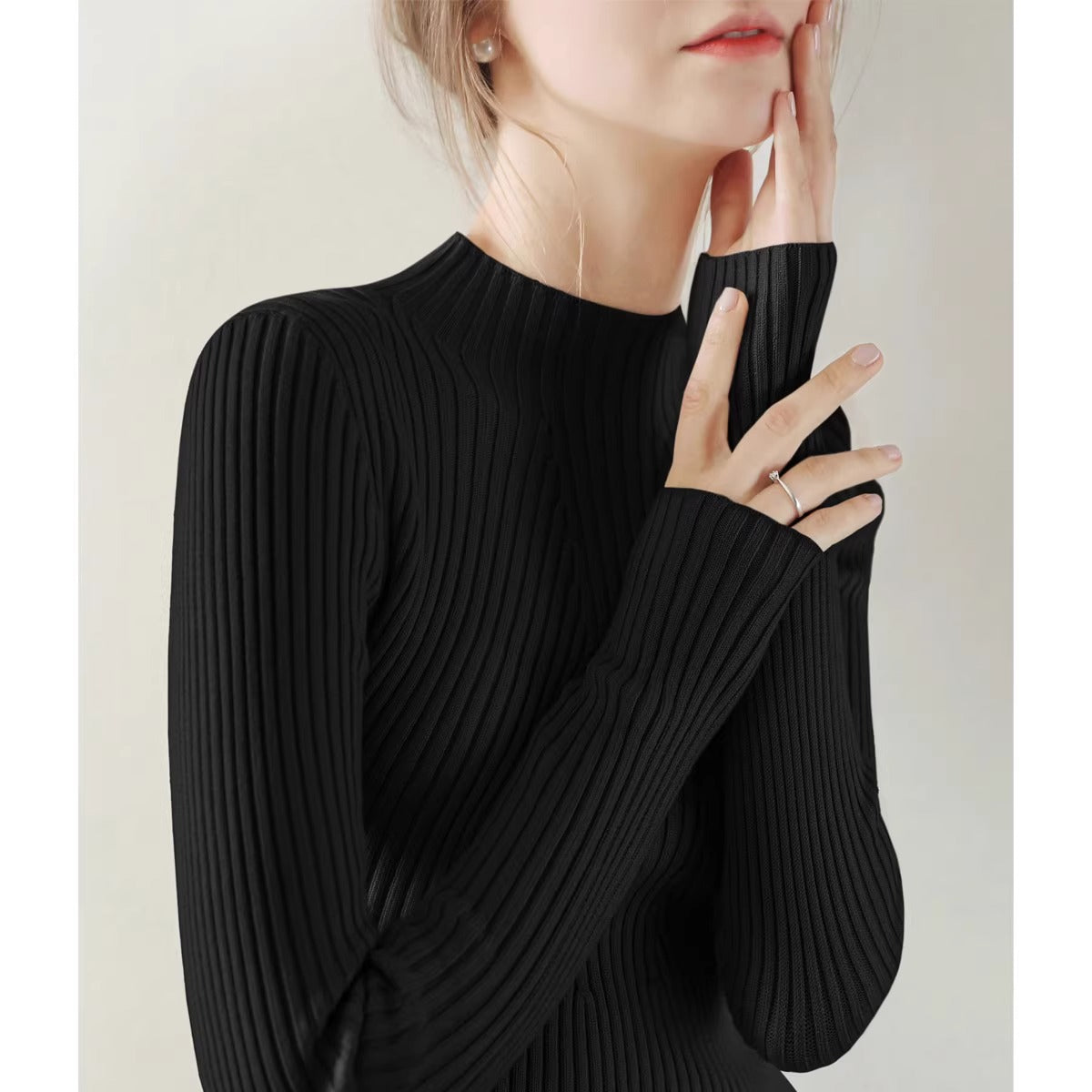 Thickened Knitting Sweater For Women Mid-collar Bottoming Shirt