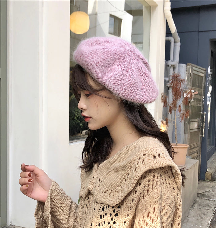 Fine Plaid Soft Rabbit Fur Autumn And Winter Warm All-match Pumpkin Hat