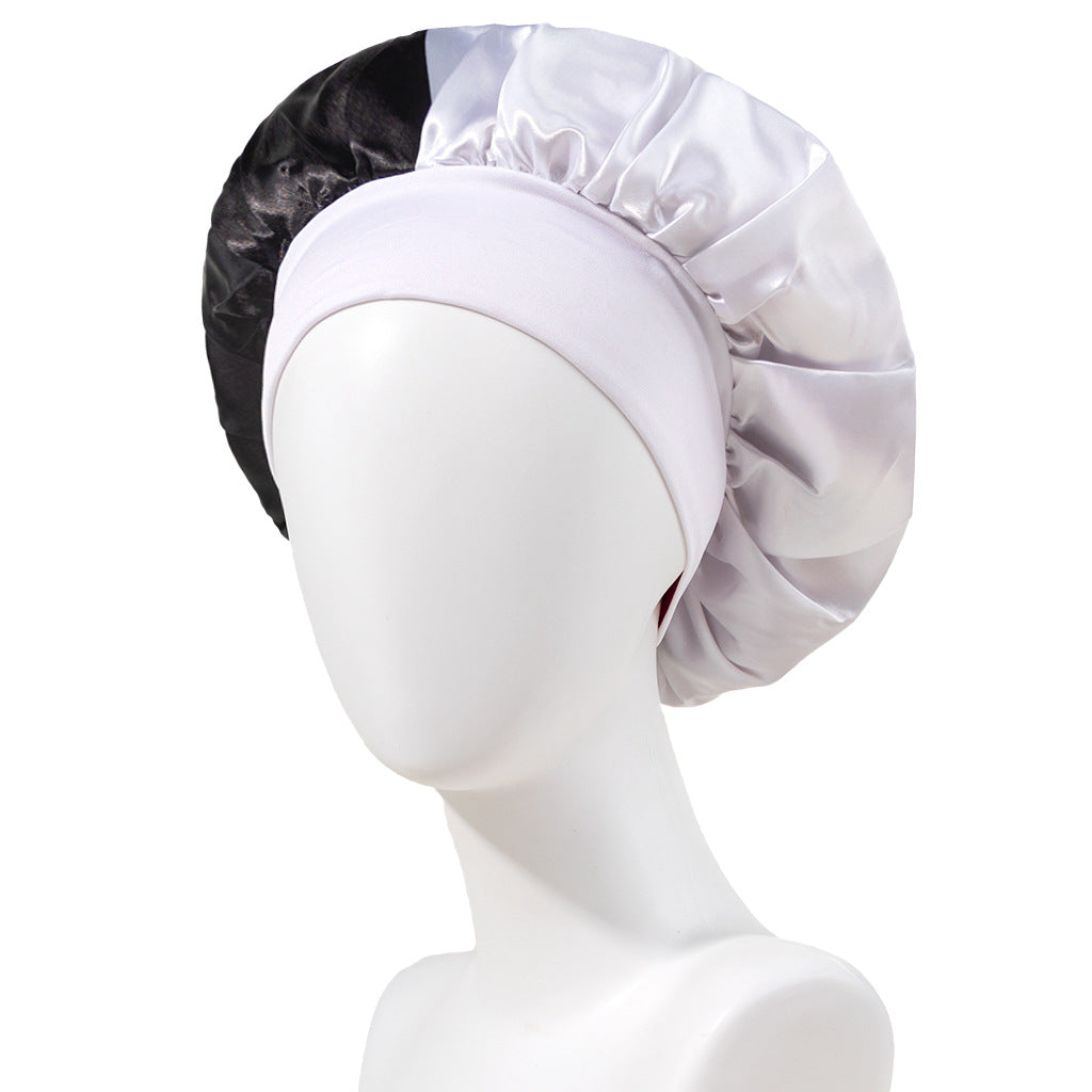 Stitching No Plus-sized Elastic Wide-brimmed Single-layer Color Hair Care Nightcap
