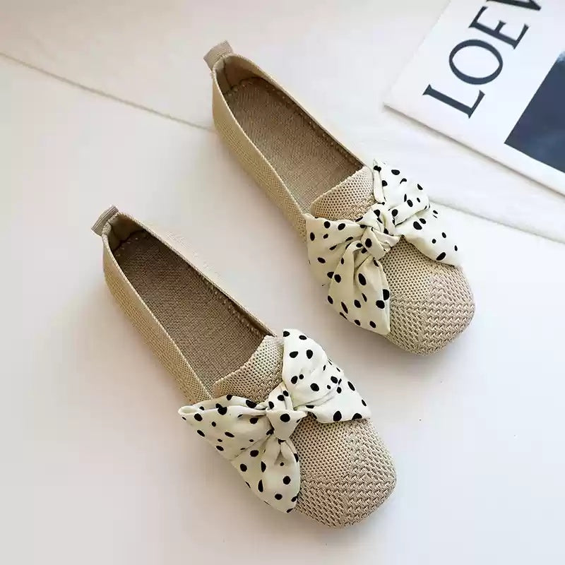 Knitted Shoes Women's Spring And Summer New Soft Bottom Bowknot Fairy Style