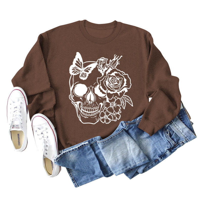 Women's Skull Butterfly Long Sleeved Sweater