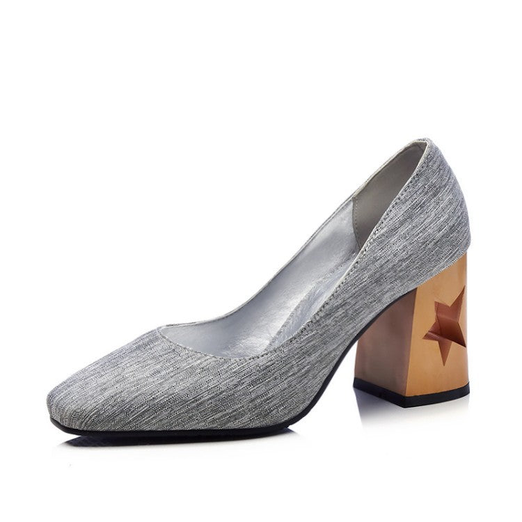 Fashion Square Toe Chunky Heel Shoes