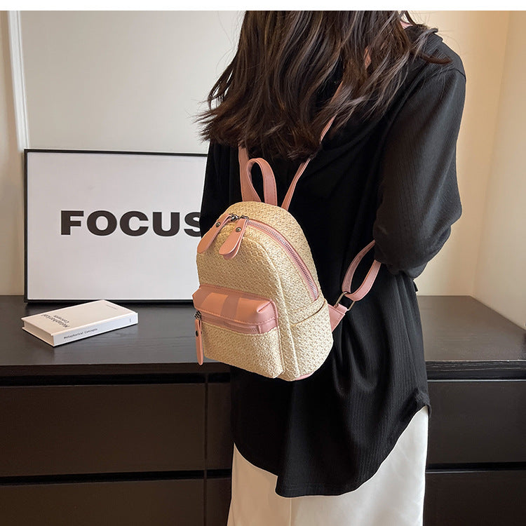 Women's Special-interest Design Straw Backpack Popular This Year