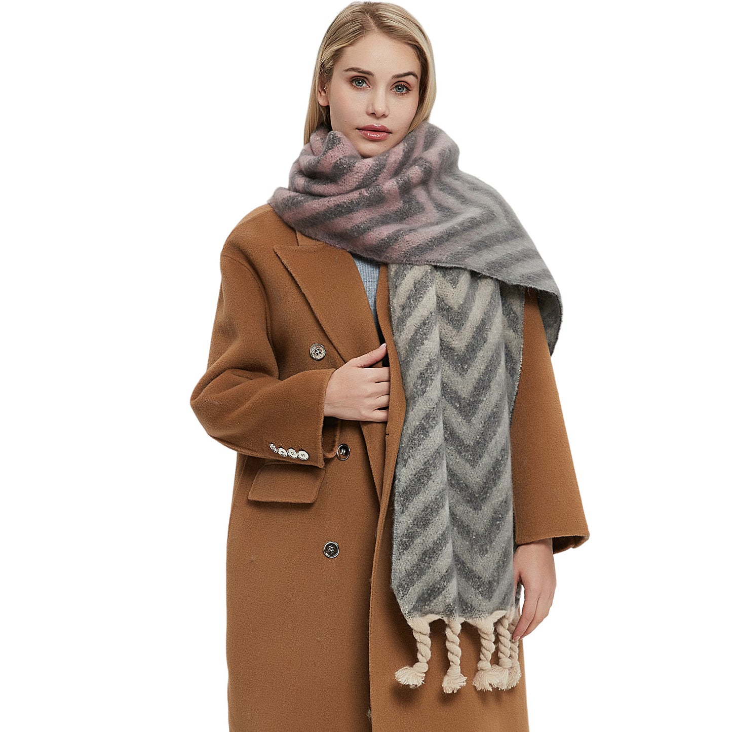 Europæisk og amerikansk efterår og vinter knyttet grov fletning imiteret mohair jacquard