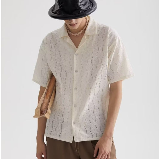 Niche Vintage Short-sleeve Floral Shirt For Men