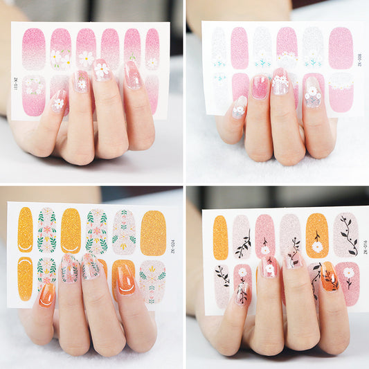 Internet Celebrity Gradient Onion Powder Little Nail Stickers
