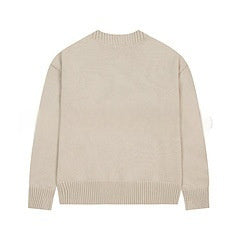 Spring And Autumn New Big Love Embroidered Crew Neck Cotton Sweater