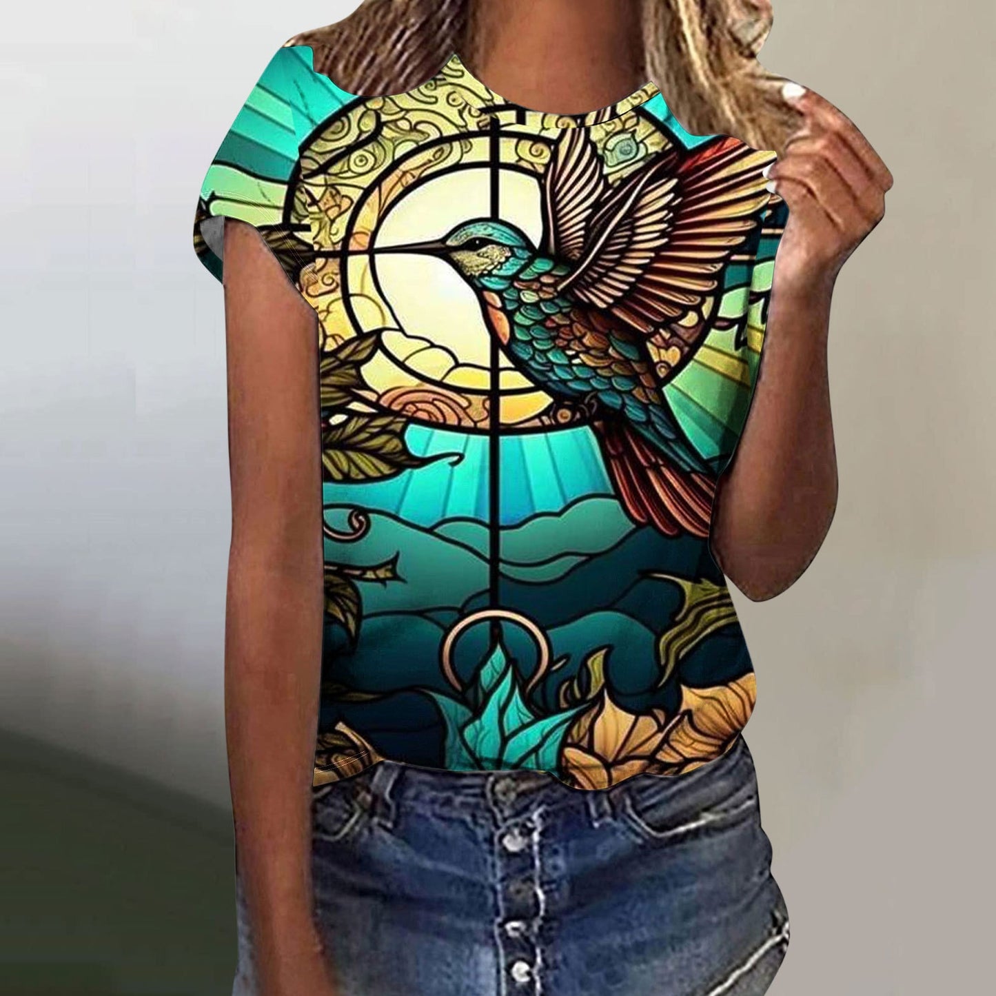 Digital Printing Butterfly Short Sleeve