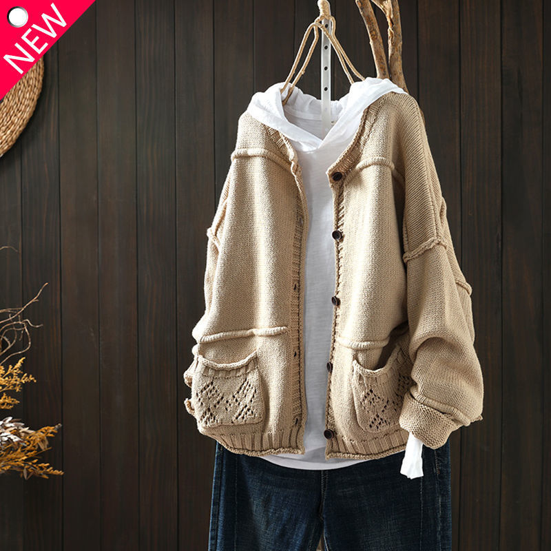 Women's Vintage Distressed Stitching Knitted Sweater