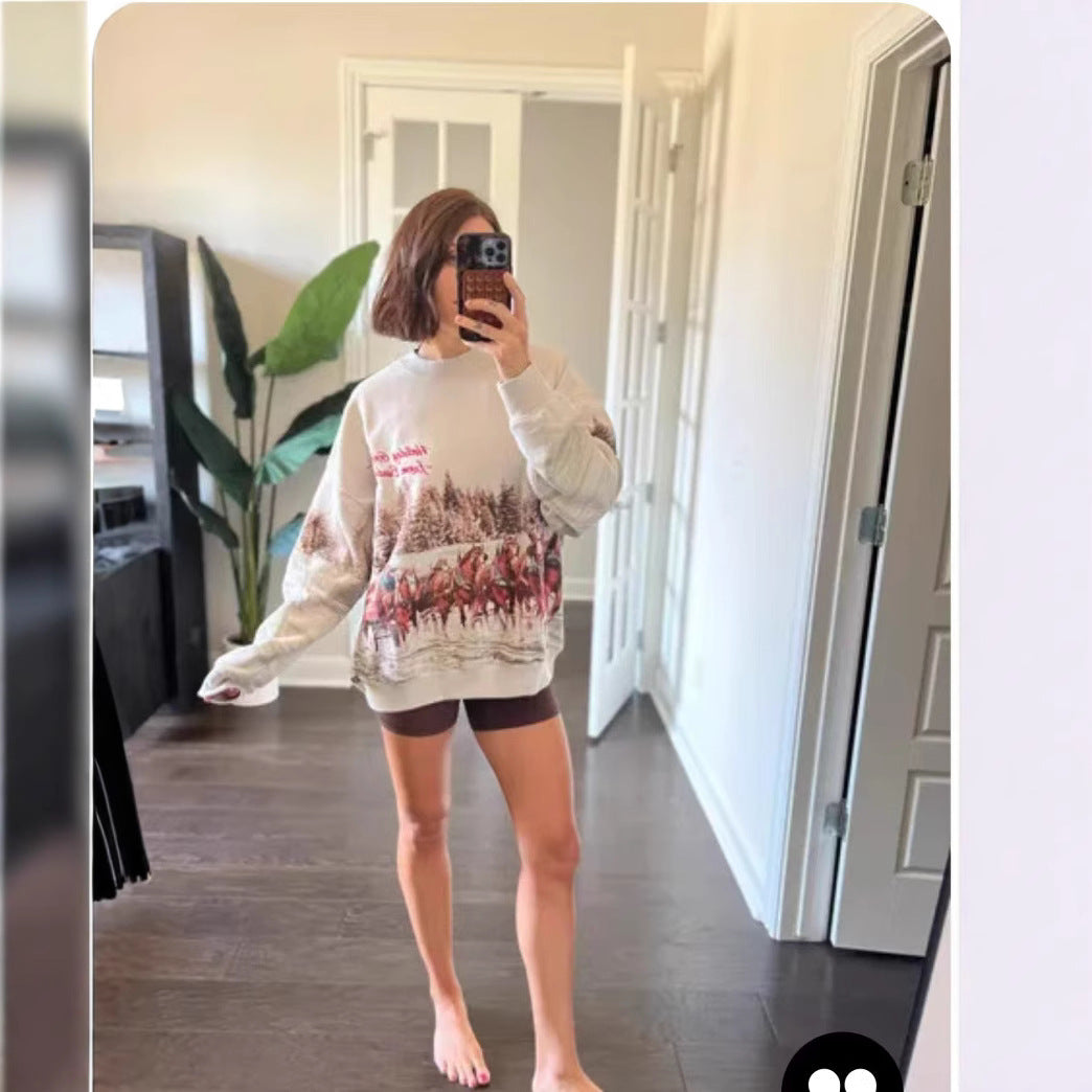 Dame Sweater Sweatshirt Rund Hals Pullover Langærmet