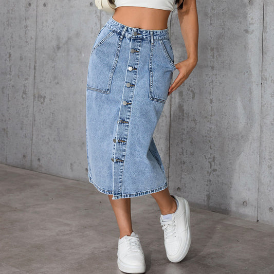 Highly Stretchy, Mid-length Denim Skirt Perfectly Flatters Your