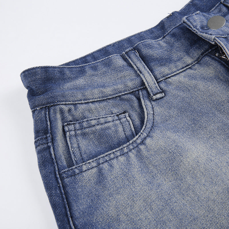 Irregular Slit A- Line Denim Skirt