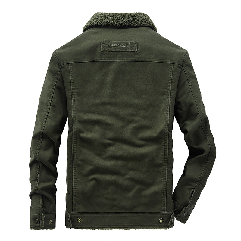 Men's Plus Size Cotton Multi-pocket Thermal Jacket