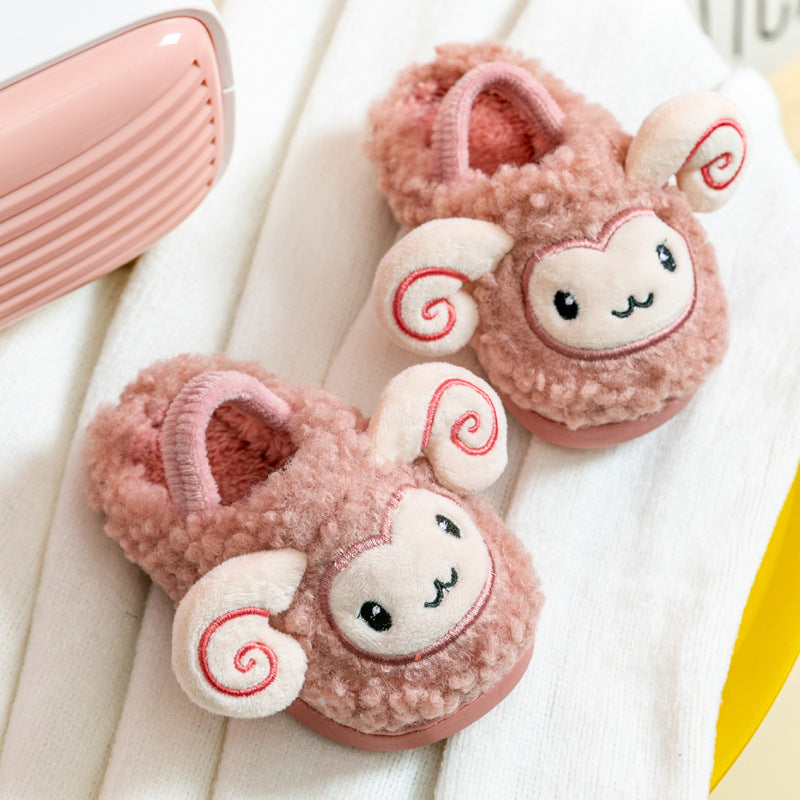 Children Home Slippers Winter Cartoon Sheep Boys Girls