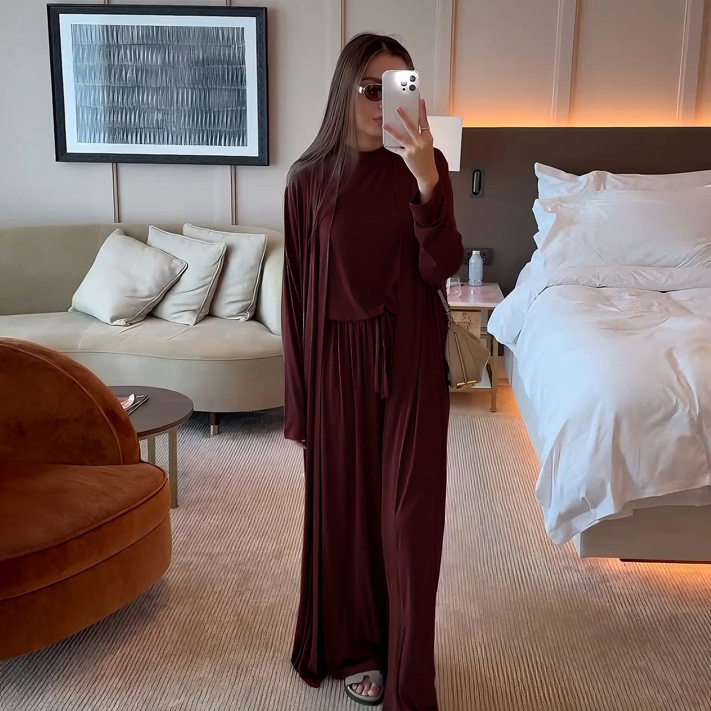 Women's Solid Color Casual Three-Piece Set
