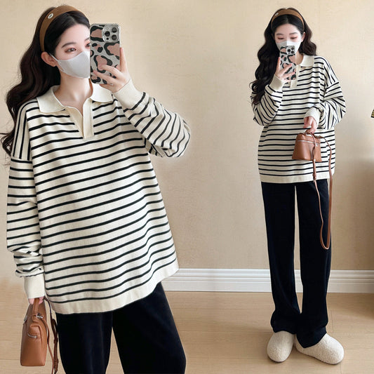 Loose Plus Size Pregnant Women's Knitted Top
