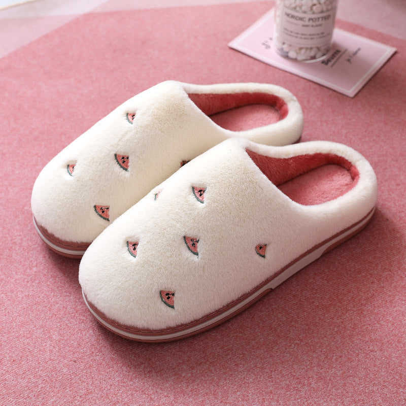 Winter Cotton Slippers Female Fruit Home Warmth Thick Bottom