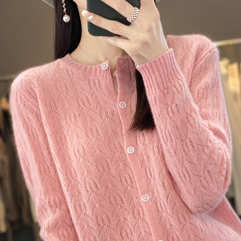 Slimming Round Neck Sweater Coat Women's Top