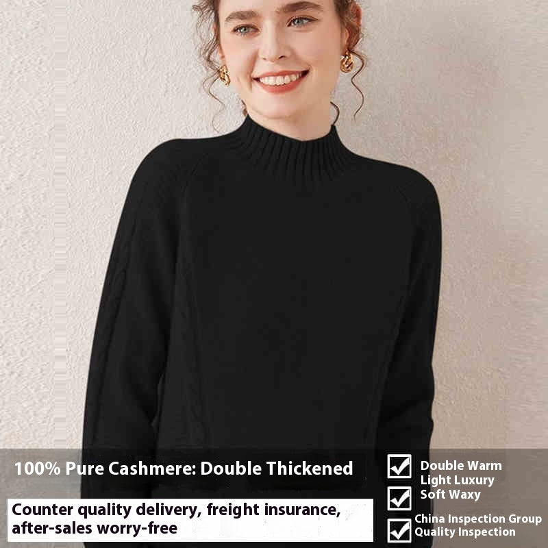 Pure Cashmere Sweater Autumn And Winter Thickened Knitting Bottoming Shirt