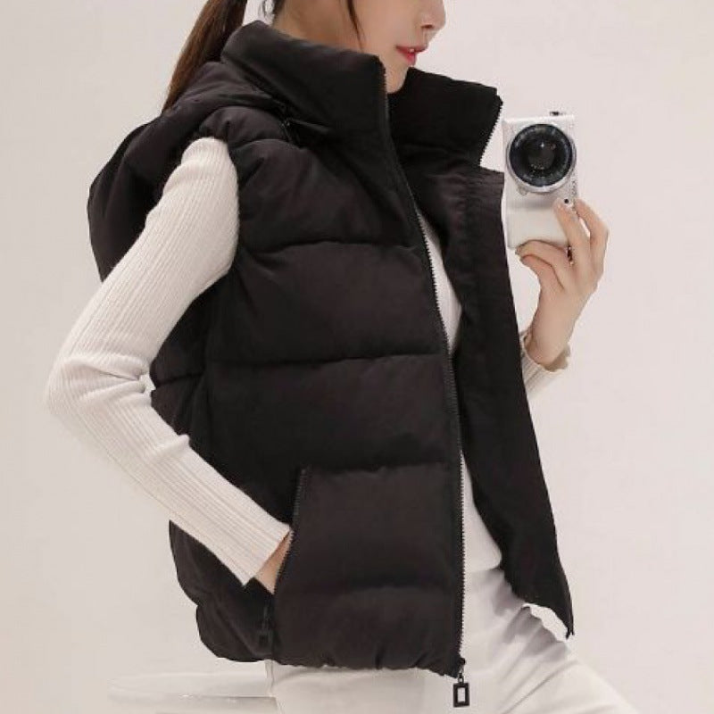 Short Student Hooded To Keep Warm Korean Version Of Thin Waistcoat