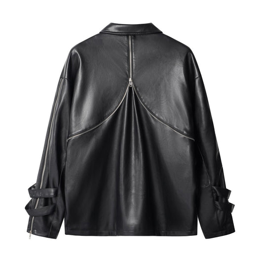 Men's Niche Design Two-way Zipper Stitching Riding Motorcycle Jacket