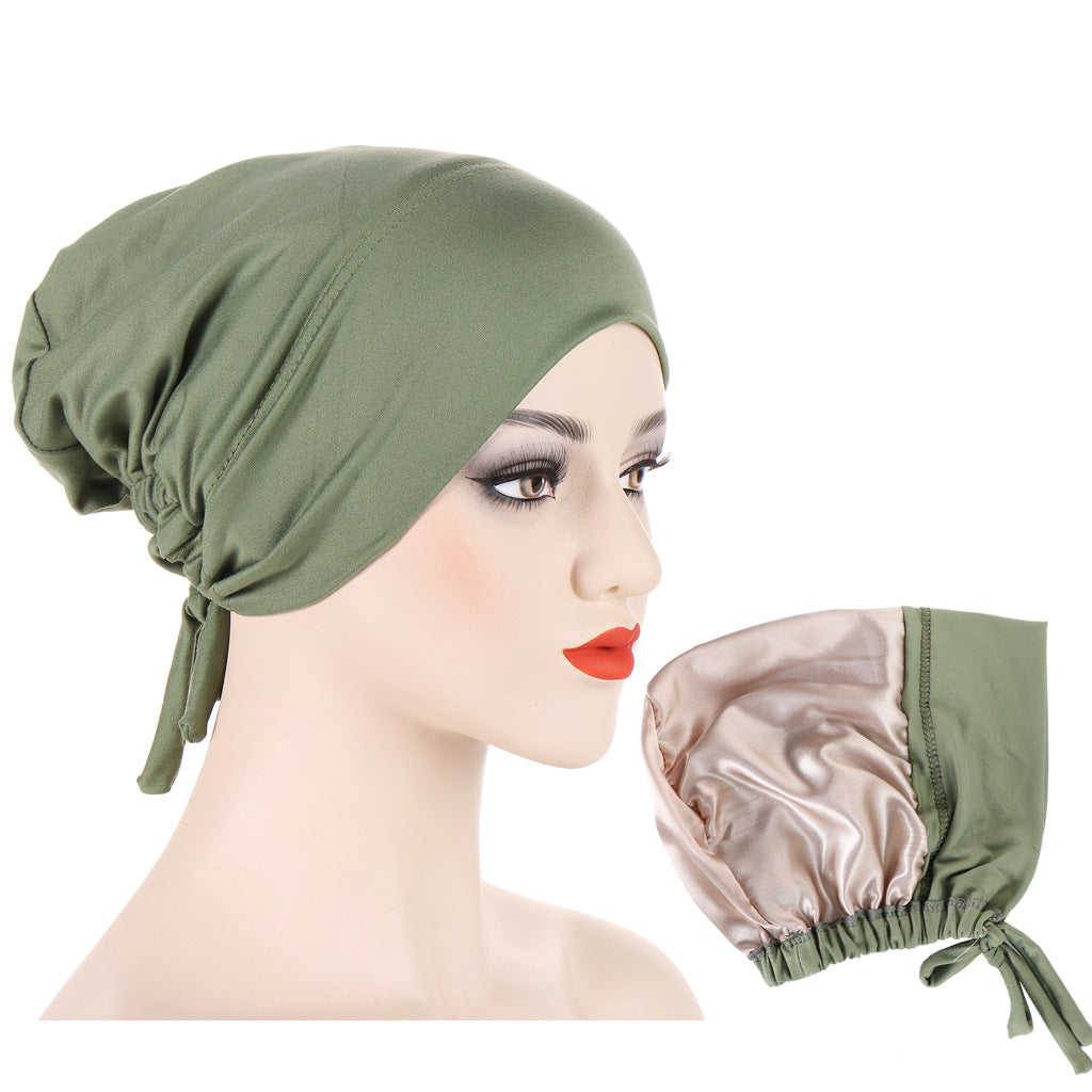 Women's Multicolor Satin Drawstring Sleeve Cap