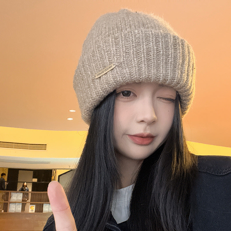 Woolen Cap Thermal Wool Letter Pullover Knitted Hat