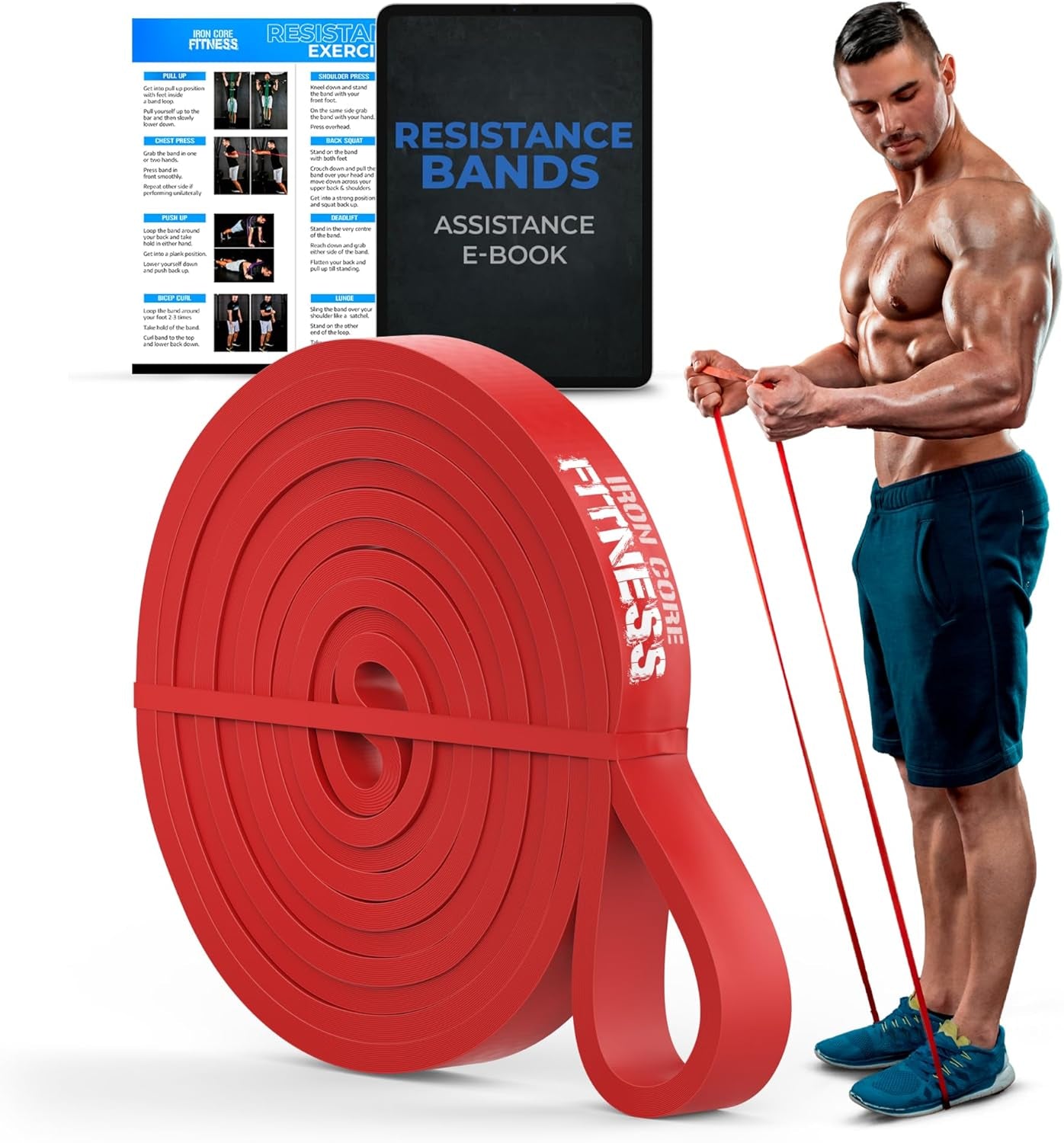 Pull up Assistance Resistance Bands - Long Loop Power Bands for Men and Women - Strength Power Flexibility Training at Home & Gym - Ebooks & Workout Chart Included by