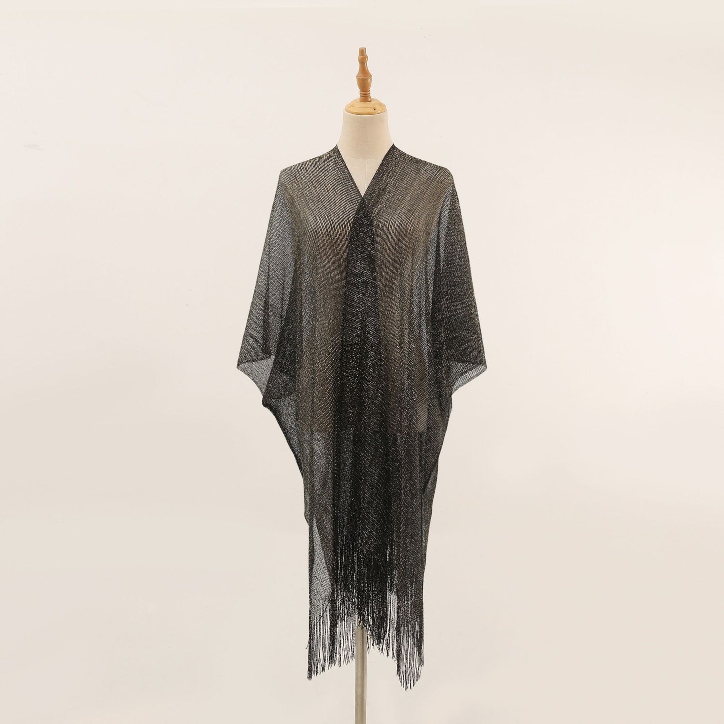Flat Towel Shawl Gold And Silver Silk Slit Fashionable Beachwear Vacation Sun Protection Shirt