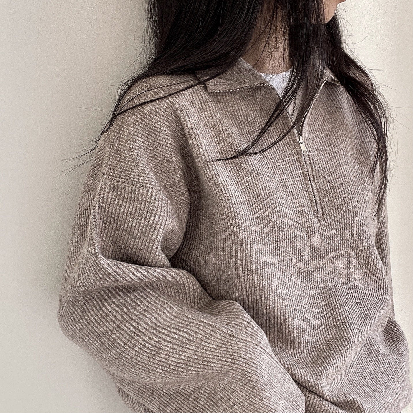 Student Zipper Long Sleeve Sweater Coat