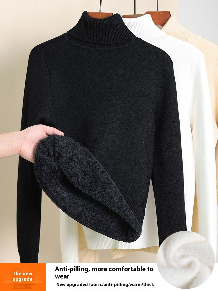 Fleece-lined Thick Turtleneck Sweater Women