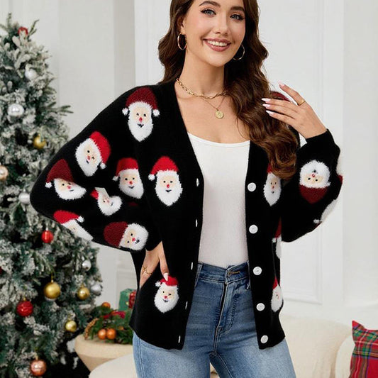 European And American Leisure Santa Claus Brocade Sweater