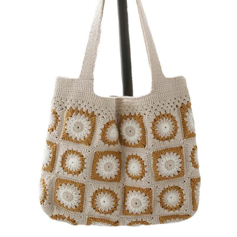 Handwoven Grandmother's Checkered Shoulder Bag