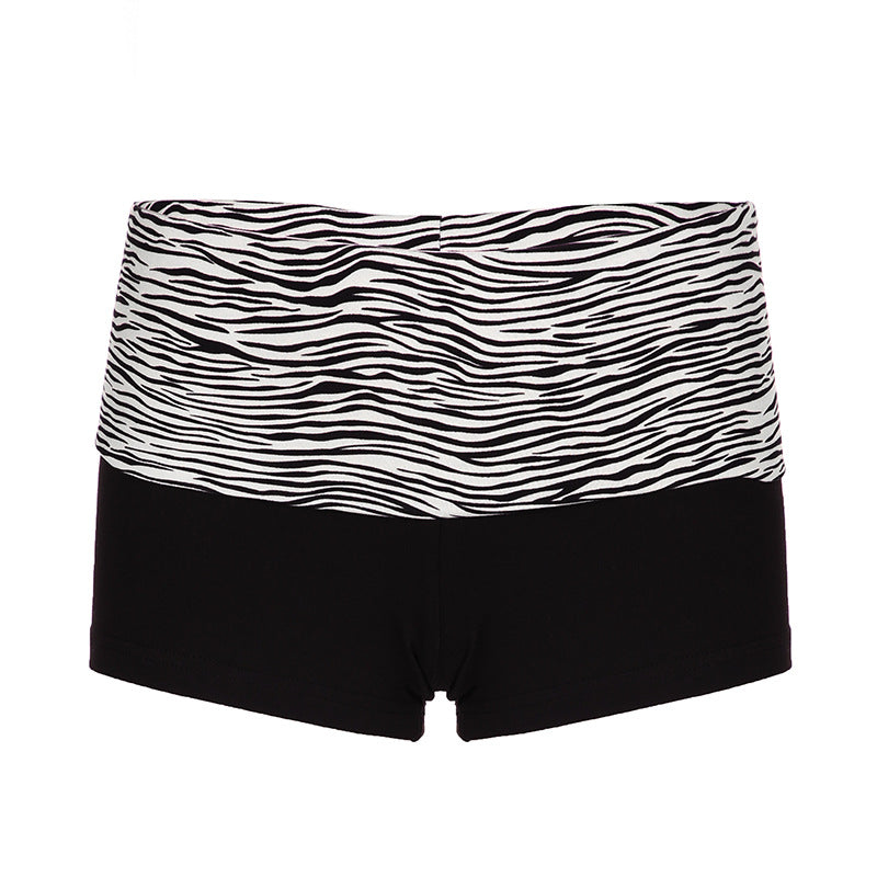 Printed Stitching High Waist Basic Style Casual Super Short Shorts