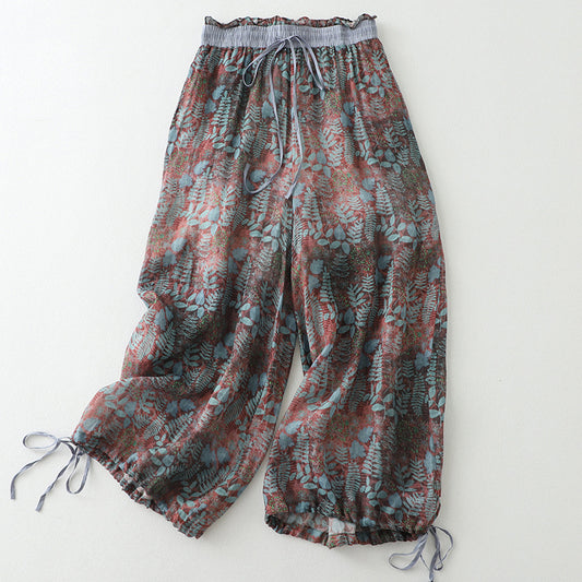 Cotton And Linen Art Retro Women's Casual Pants Loose Print