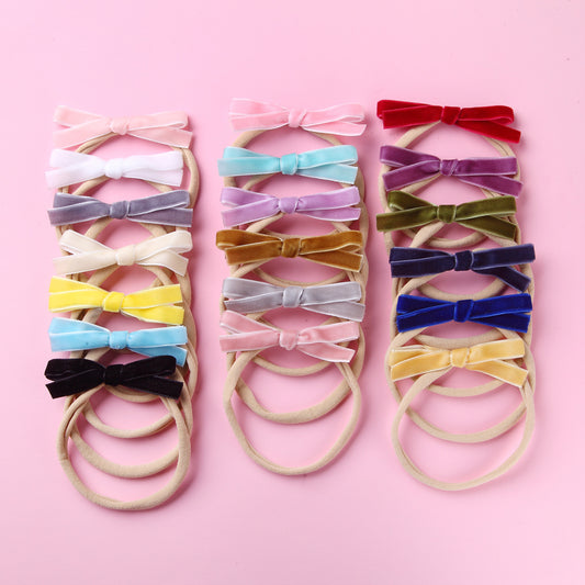 Nylon Hair Cord Soft Flannel Bow Hair Tie