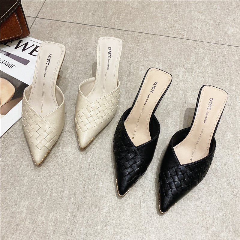 Fashion All-match Outer Wear Diamond Stiletto Muller Shoes
