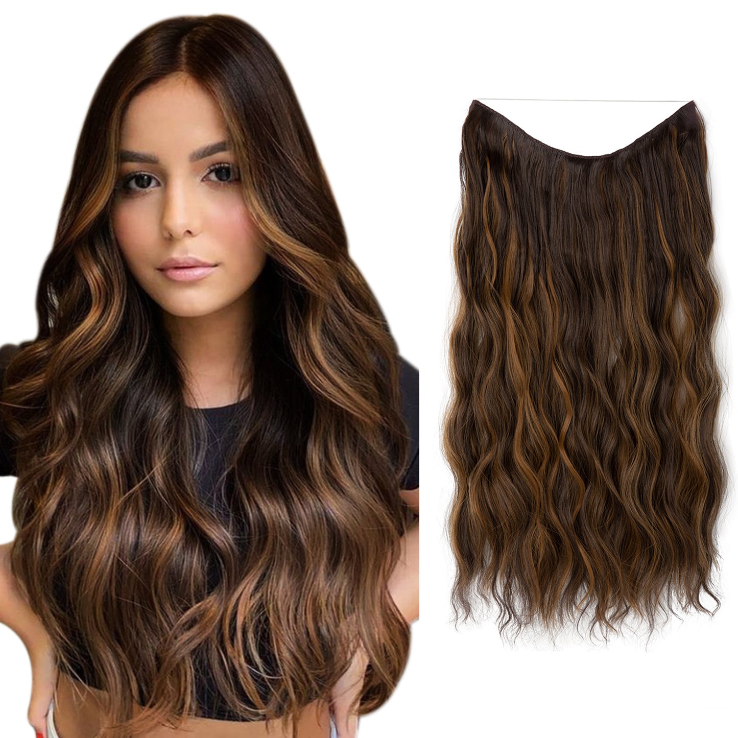 European And American Style Women Corn Curler Fishing Thread Long Curly Hair  Wig