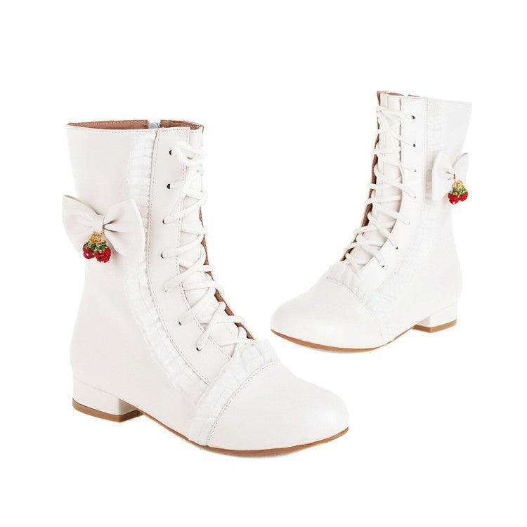 Sweet Bow Flat Darling Women's Boots Lace-up