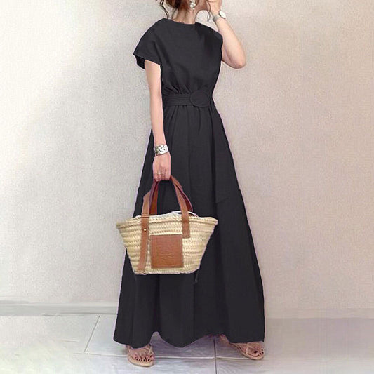 Wrap-style Loose-fitting Plus-size Dress With A Belt